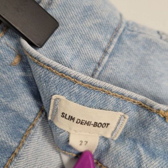 Madewell Size 27 Slim Demi Boot Jeans High Waist Crop Light Wash Blue - Picture 11 of 12